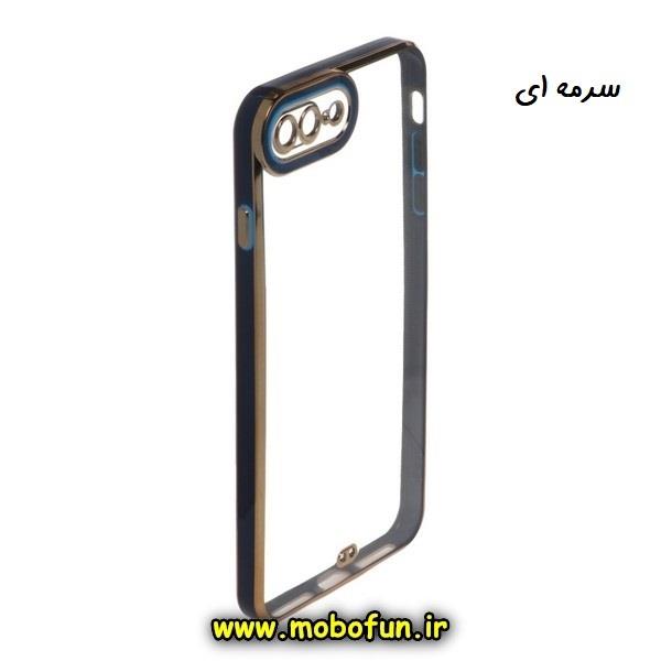 قاب گوشی iPhone 7 Plus - iPhone 8 Plus آیفون طرح الکتروپلیتینگ ژله ای شفاف اورجینال یونیک کیس Unique Case محافظ لنز دار سرمه ای کد 433